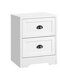 Hamptons Storage Bedside Table in White