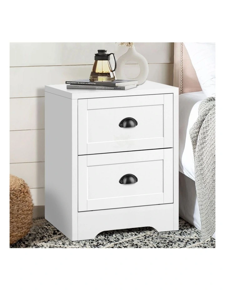 Hamptons Storage Bedside Table in White image 2