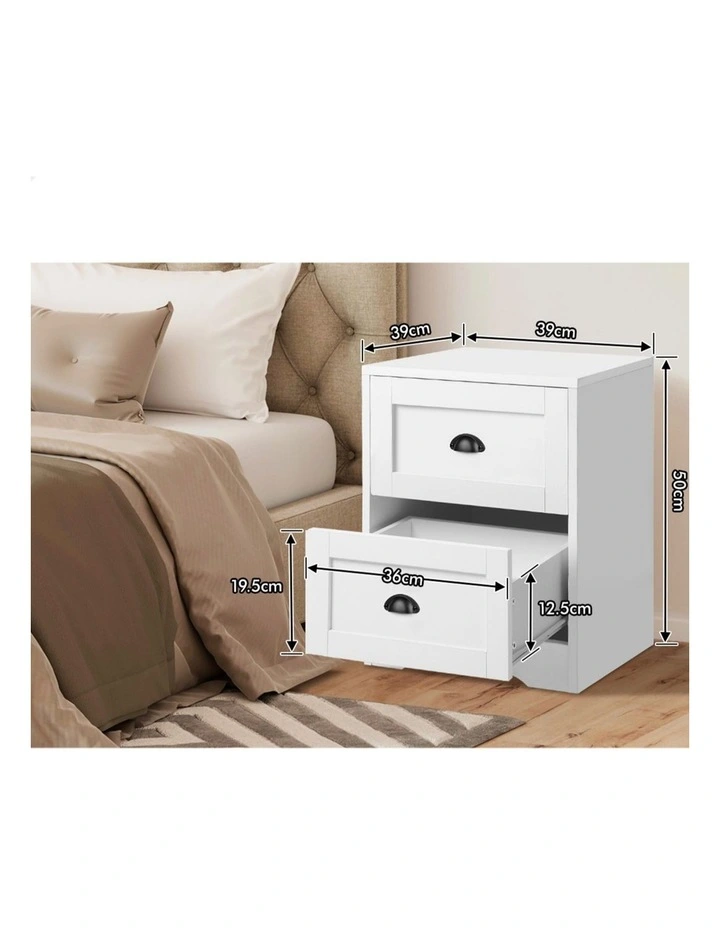 Hamptons Storage Bedside Table x2 in White image 5