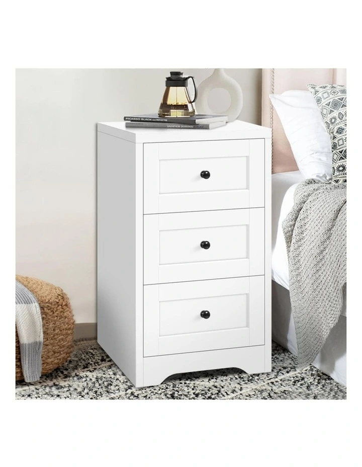 Hamptons Bedside Drawer Table in White image 2