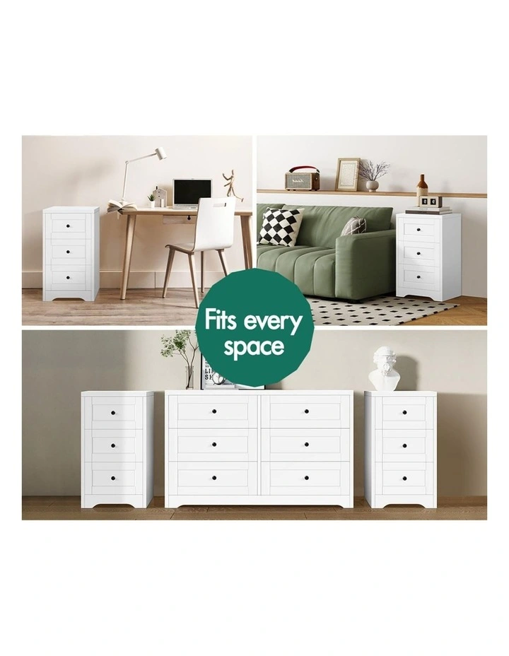 Hamptons Bedside Drawer Table in White image 4