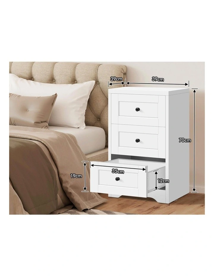 Hamptons Bedside Drawer Table in White image 5