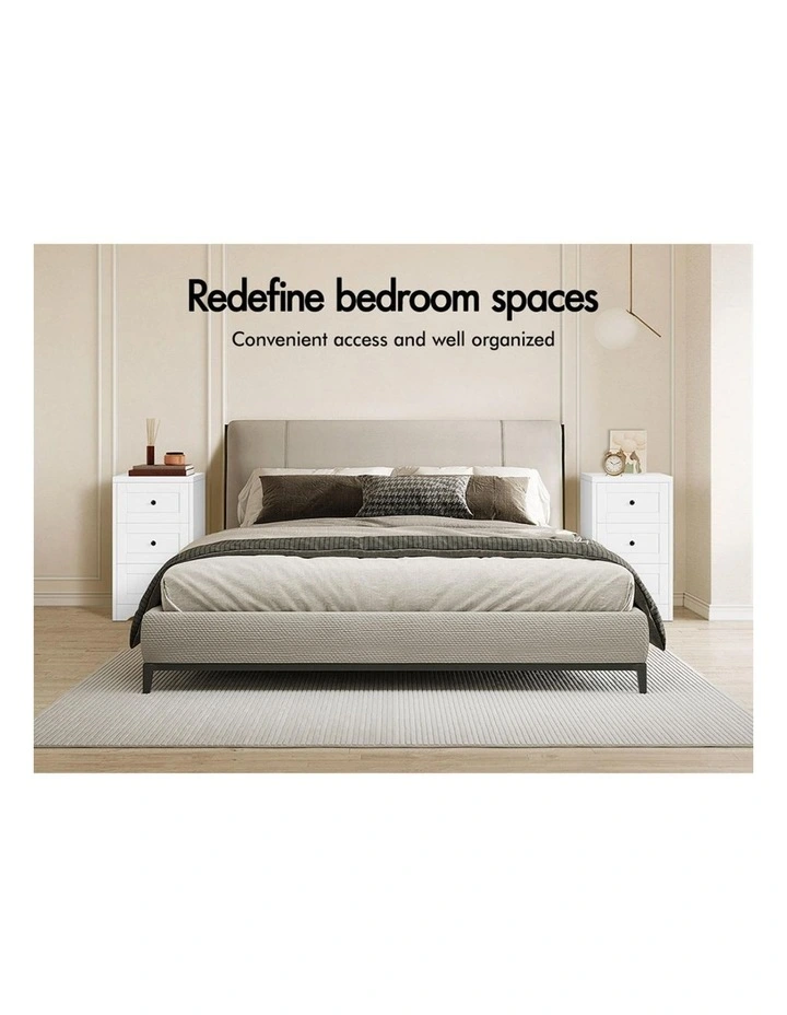 Hamptons Bedside Drawer Table Set Of 2 in White image 2