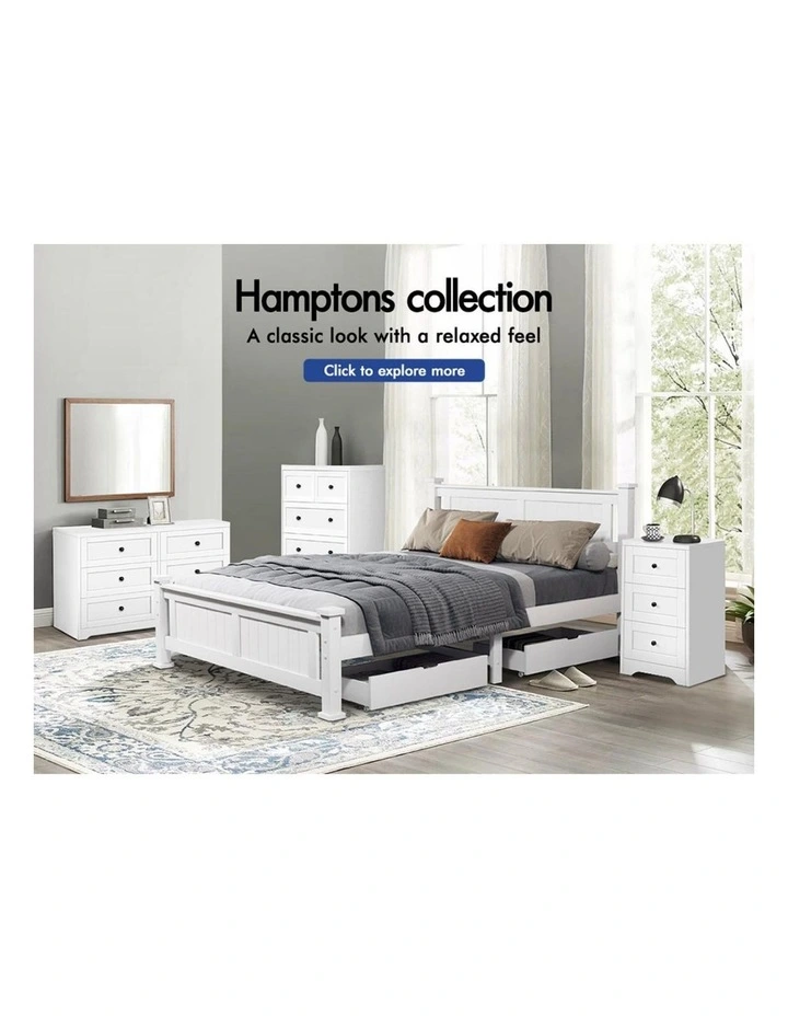 Hamptons Bedside Drawer Table Set Of 2 in White image 3