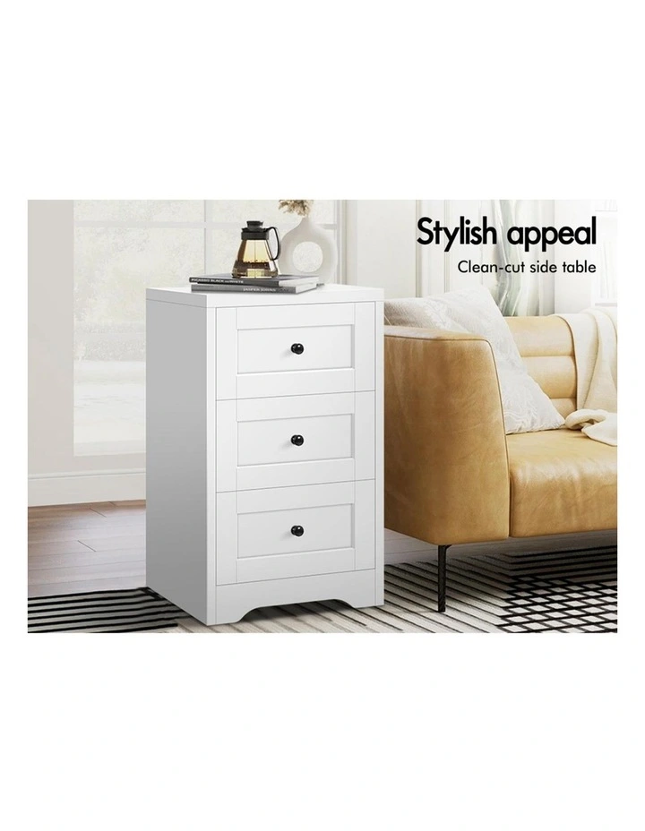 Hamptons Bedside Drawer Table Set Of 2 in White image 4