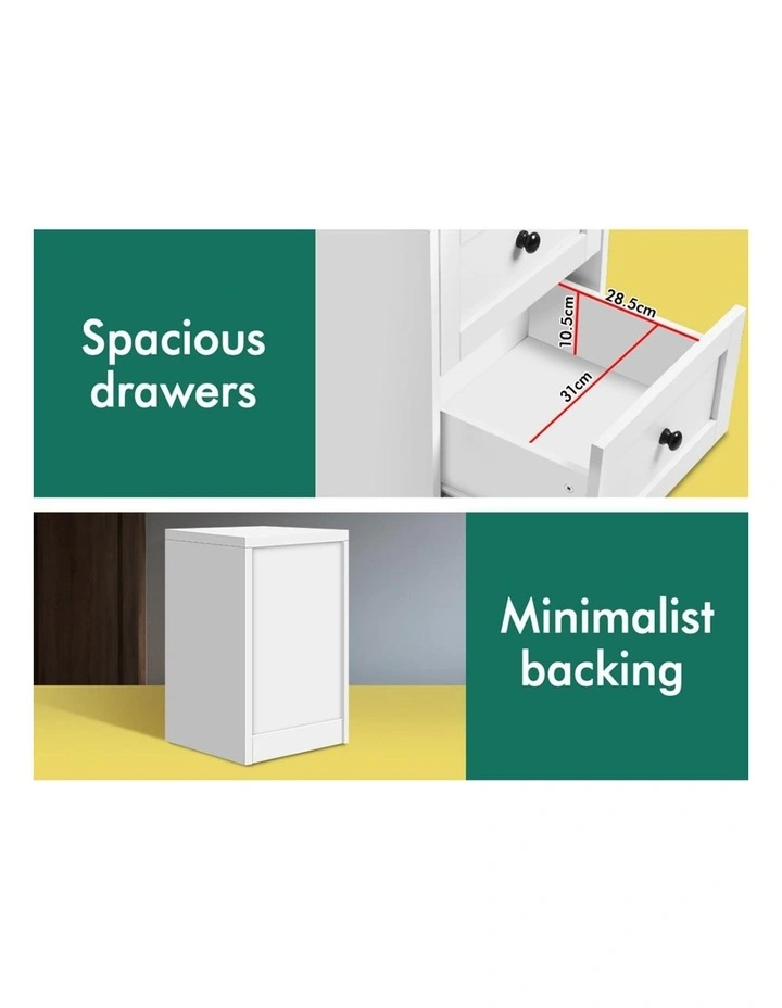 Hamptons Bedside Drawer Table Set Of 2 in White image 6