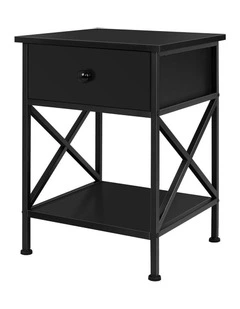 Industrial Bedside Table in Black