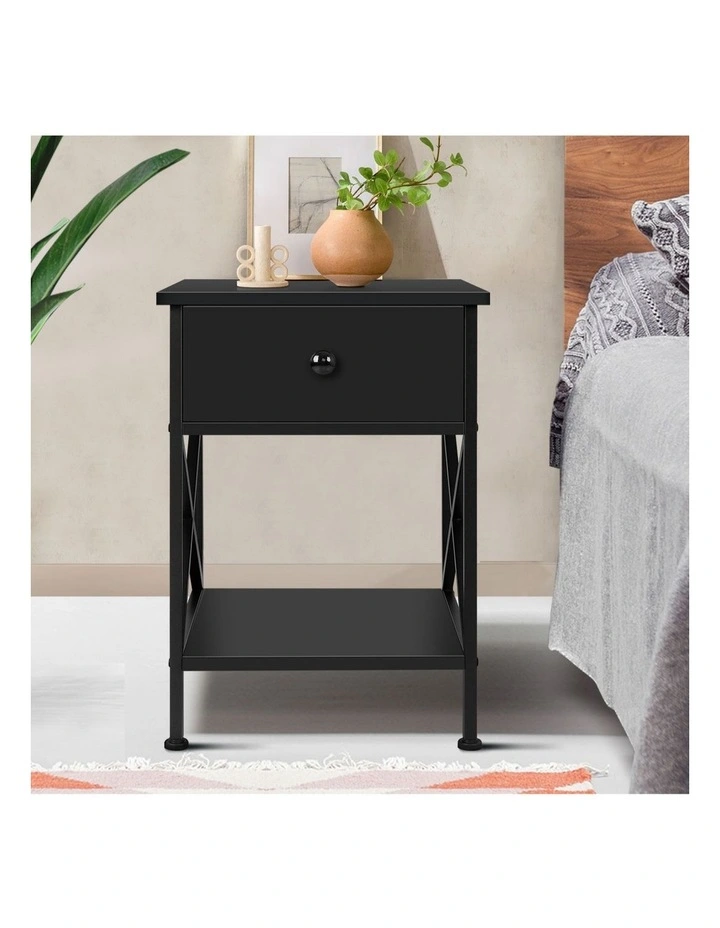 Industrial Bedside Table in Black image 2