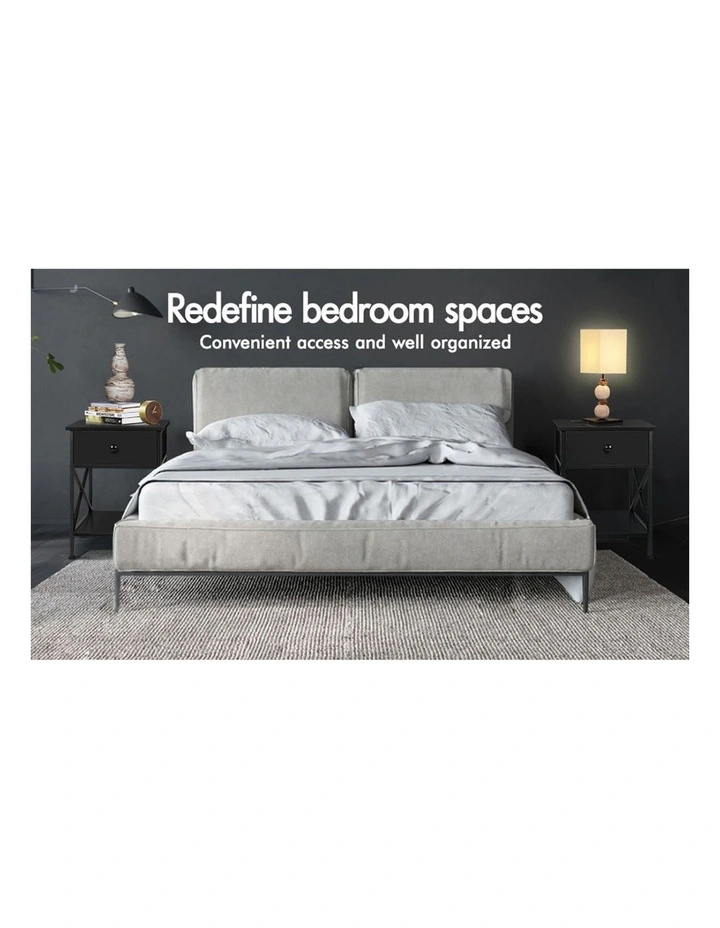 Industrial Bedside Table in Black image 3