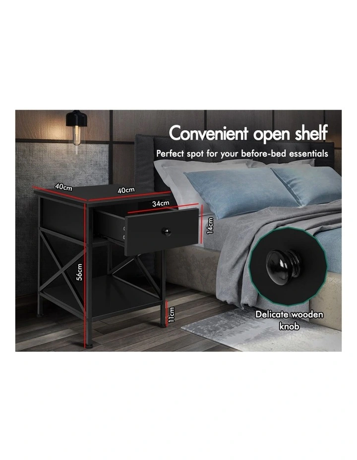 Industrial Bedside Table in Black image 4