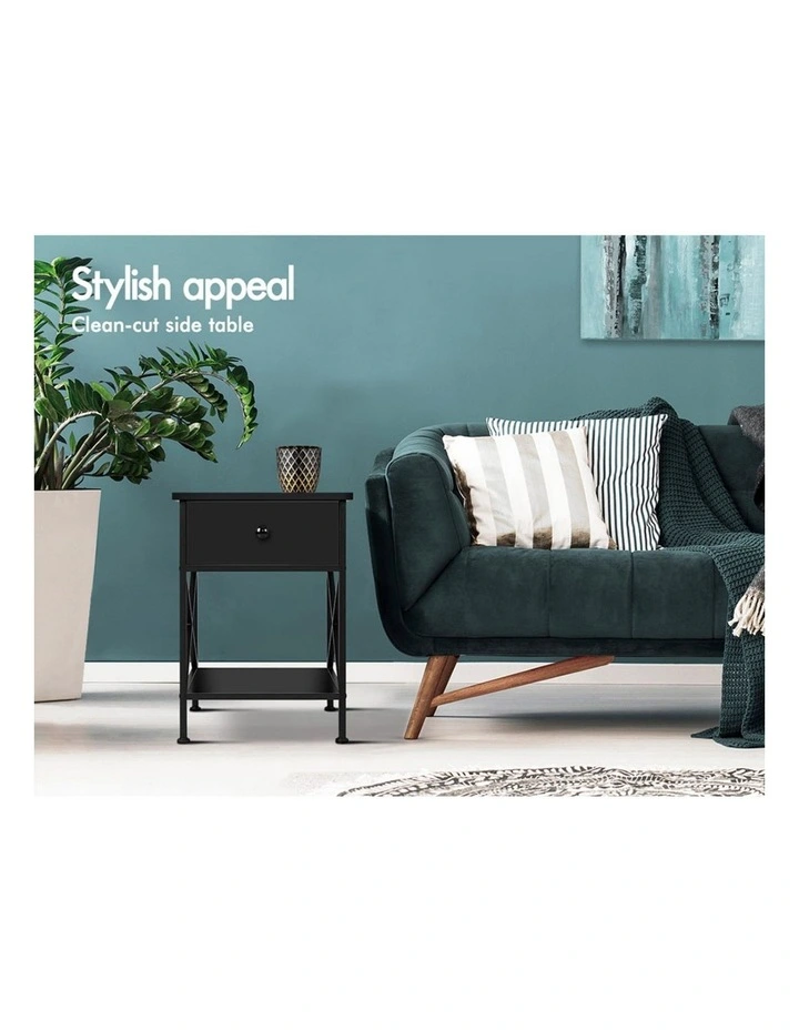 Industrial Bedside Table in Black image 6