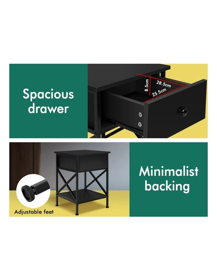 Industrial Bedside Table in Black image 7