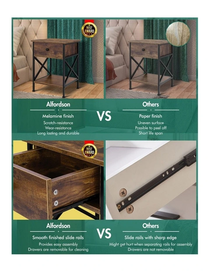 Industrial Shelf Bedside Table in Oak image 5