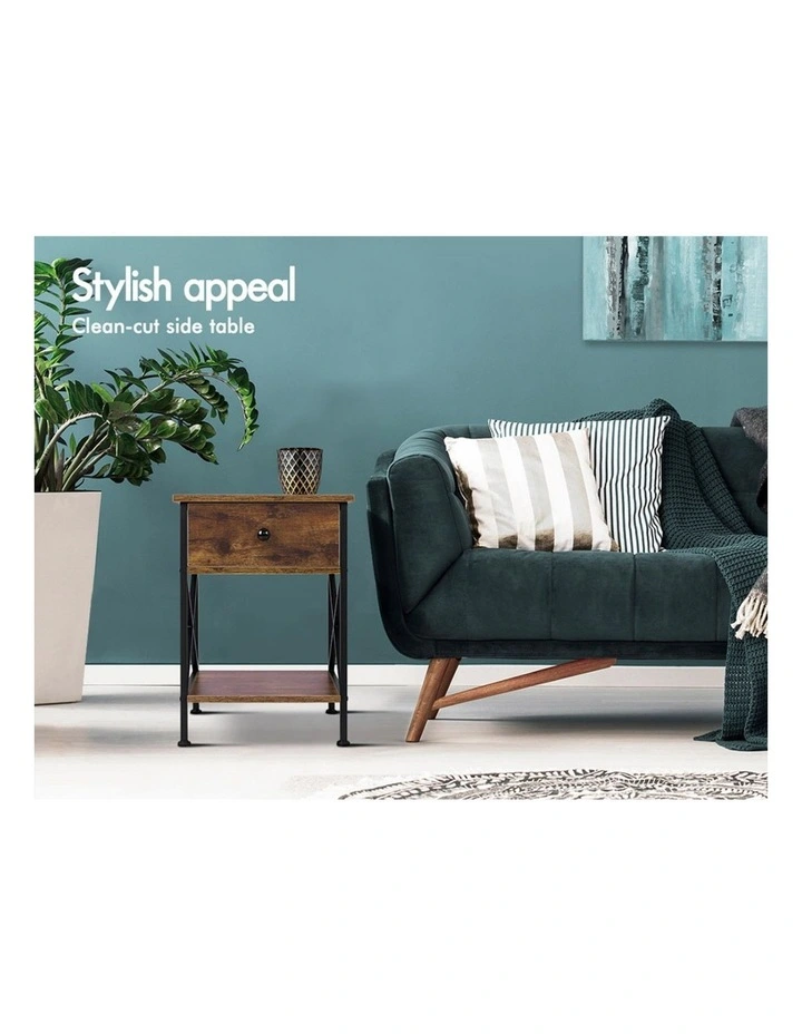 Industrial Shelf Bedside Table in Oak image 6