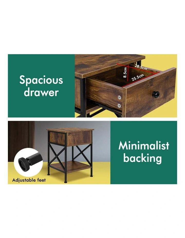 Industrial Shelf Bedside Table in Oak image 7