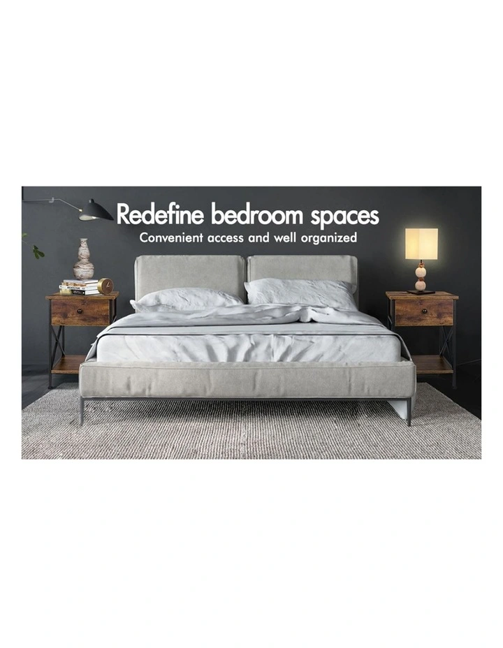 Retro Bedside Table Set Of 2 in Oak image 3