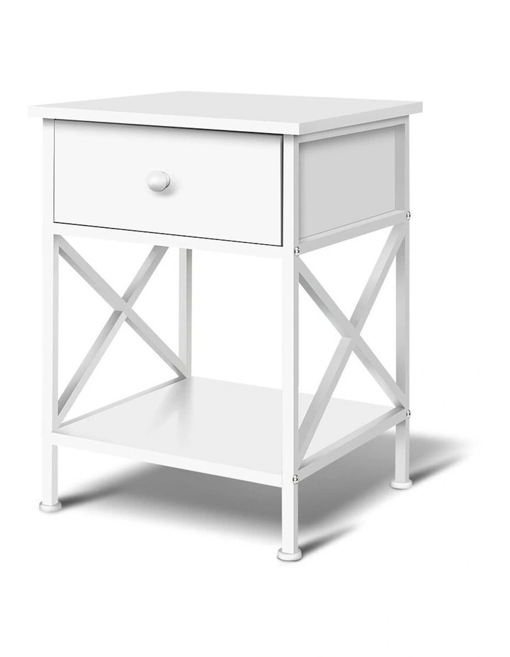 Industrial Bedside Table in White image 1