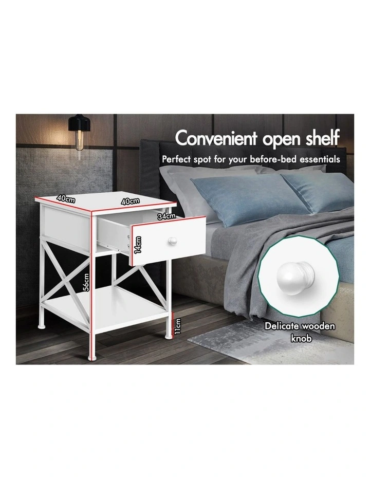 Industrial Bedside Table in White image 4