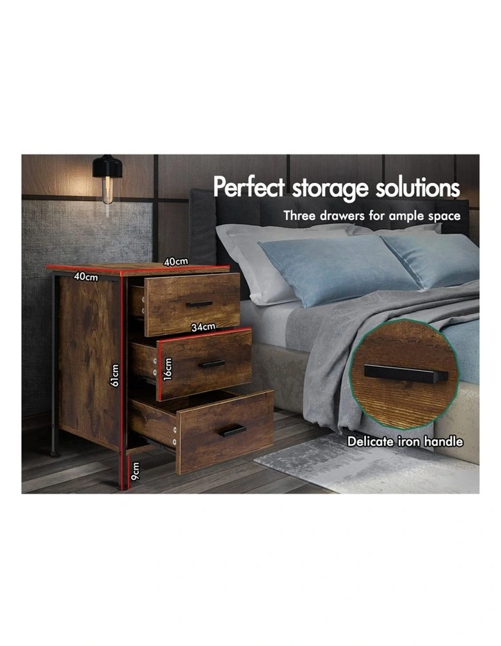 Industrial Bedside Table in Oak image 4