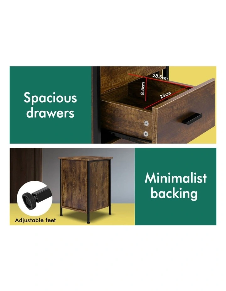 Industrial Bedside Table in Oak image 7