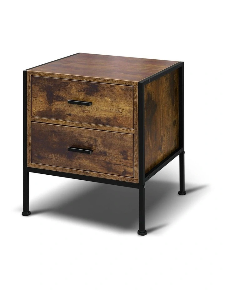 Industrial Bedside Table in Oak image 1
