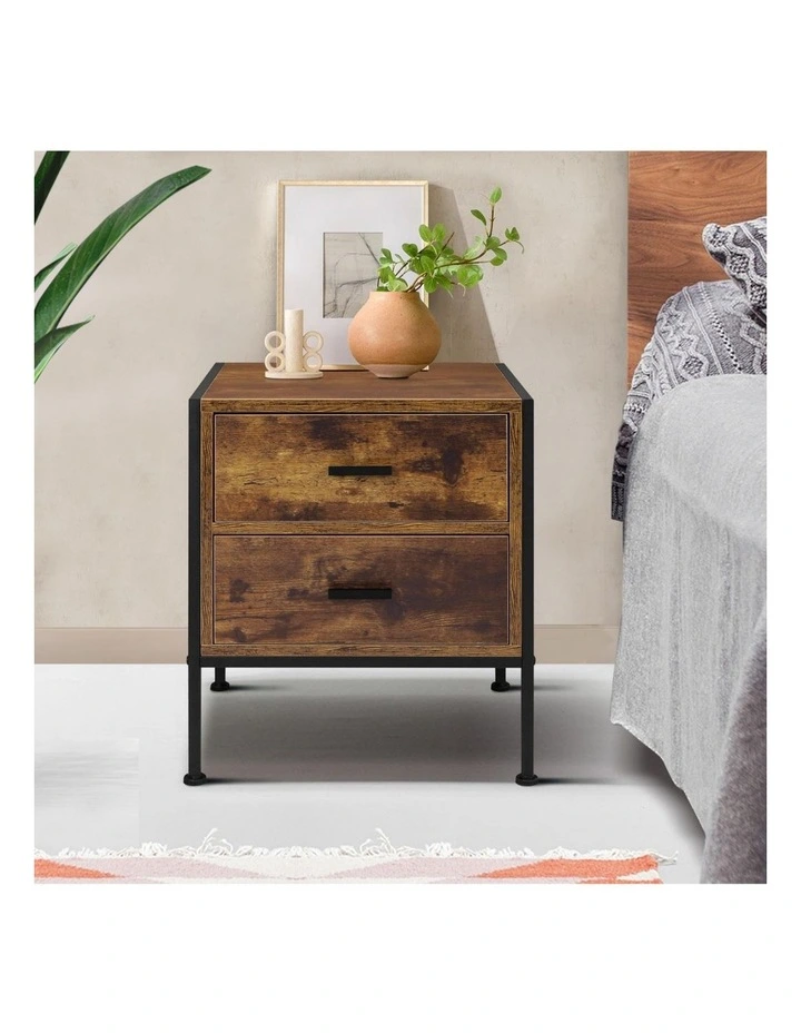 Industrial Bedside Table in Oak image 2