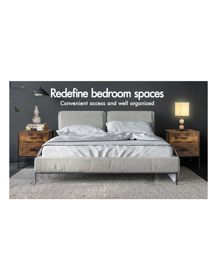 Industrial Bedside Table in Oak image 3