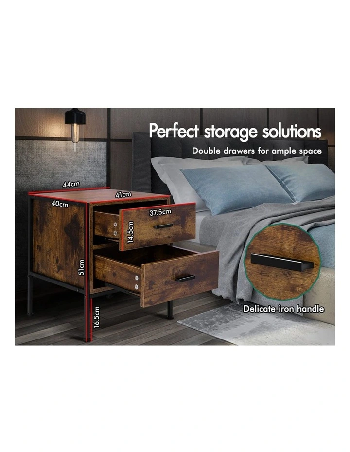 Industrial Bedside Table in Oak image 4