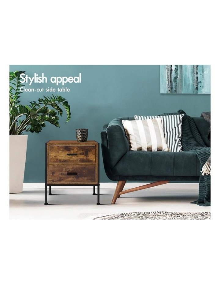 Industrial Bedside Table in Oak image 6