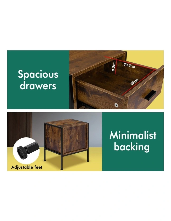 Industrial Bedside Table in Oak image 7