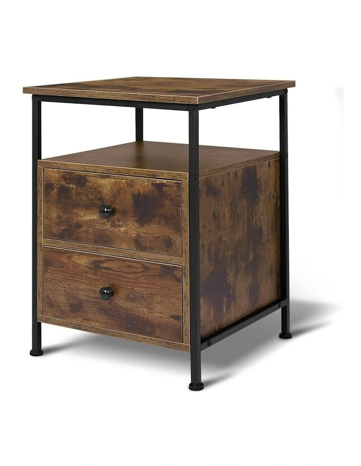 Industrial Bedside Table in Oak image 1