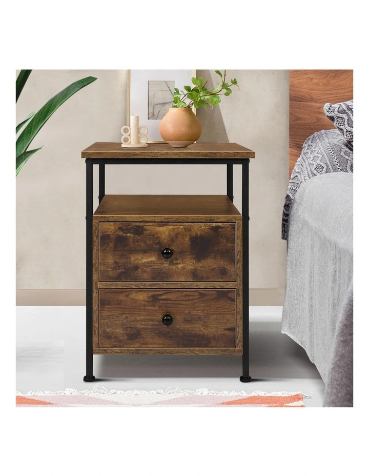Industrial Bedside Table in Oak image 2