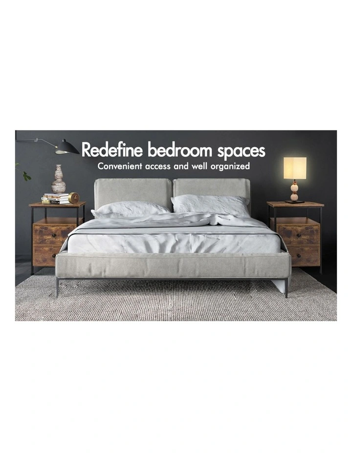 Industrial Bedside Table in Oak image 3