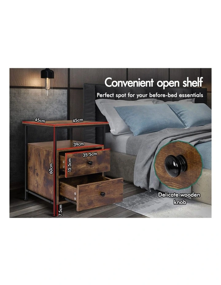 Industrial Bedside Table in Oak image 4