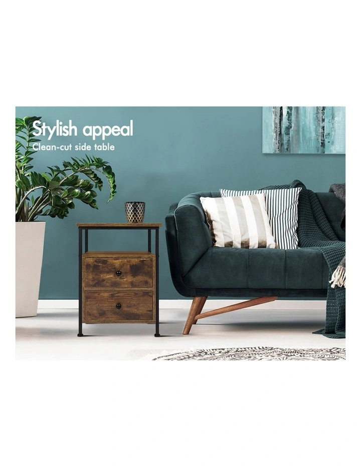 Industrial Bedside Table in Oak image 6