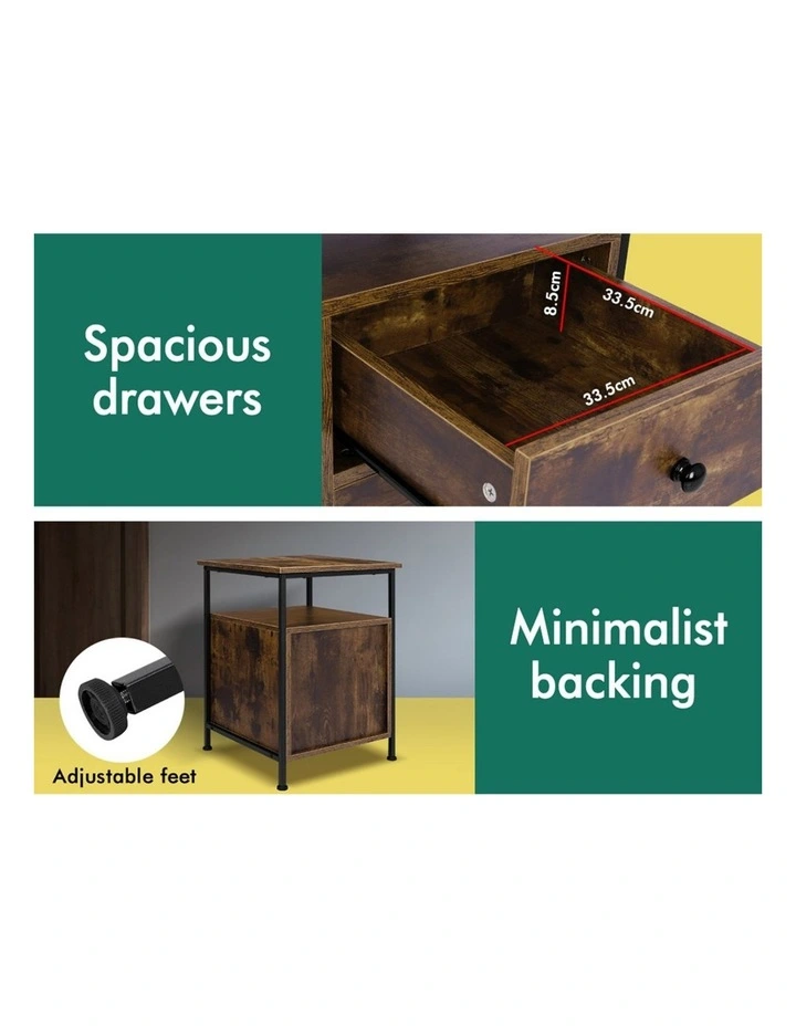 Industrial Bedside Table in Oak image 7