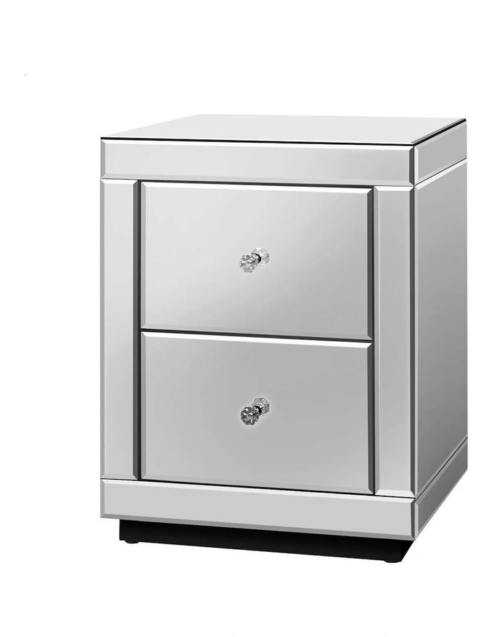 Mirrored Bedside Table in Silver image 1