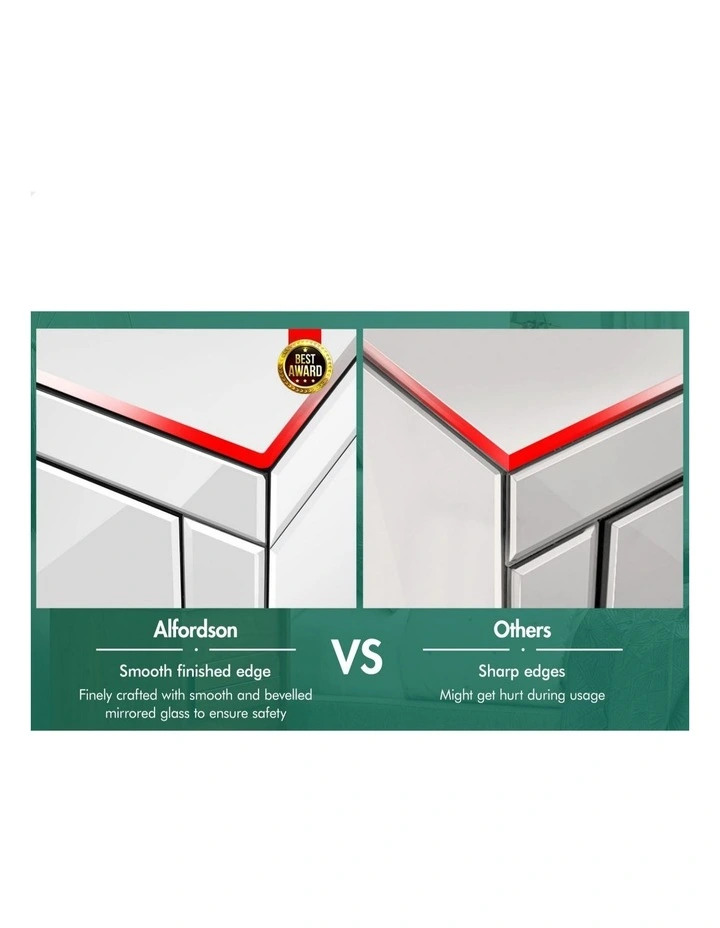 Mirrored Bedside Table in Silver image 6