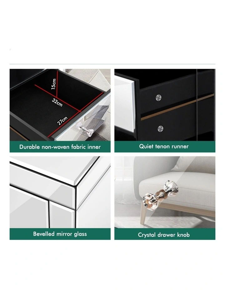 Mirrored Bedside Table Set Of 2 in Silver image 7