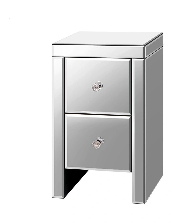 Mirrored Bedside Table in Silver Gloss image 1