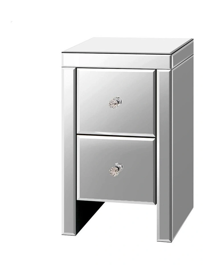 Mirrored Bedside Table in Silver Gloss image 1