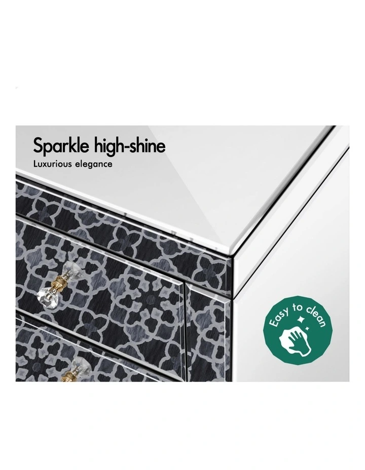 Mirrored Bedside Table in Silver Gloss image 6