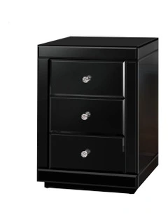 Mirrored Bedside Table in Black
