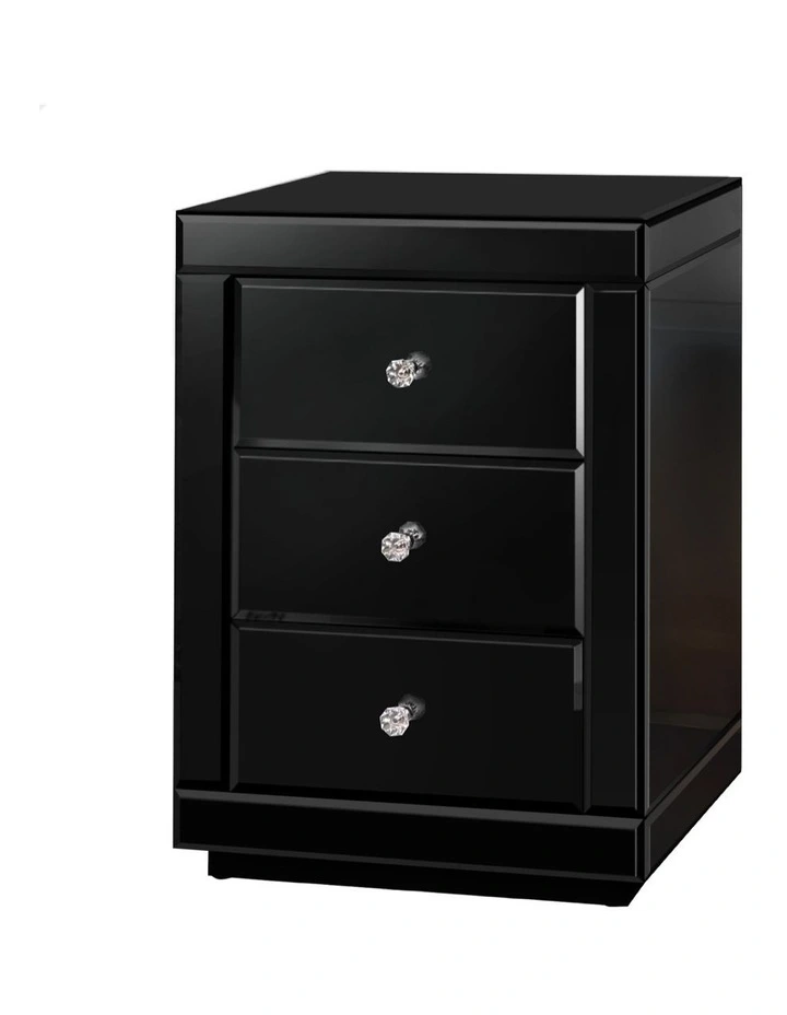Mirrored Bedside Table in Black image 1