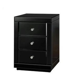 Mirrored Bedside Table in Black