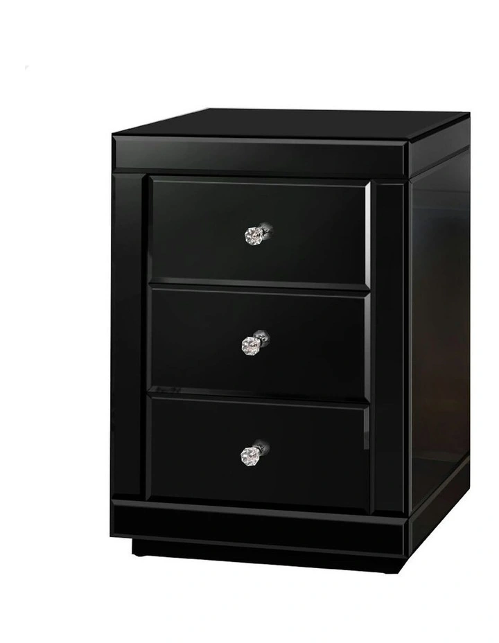Mirrored Bedside Table in Black image 1