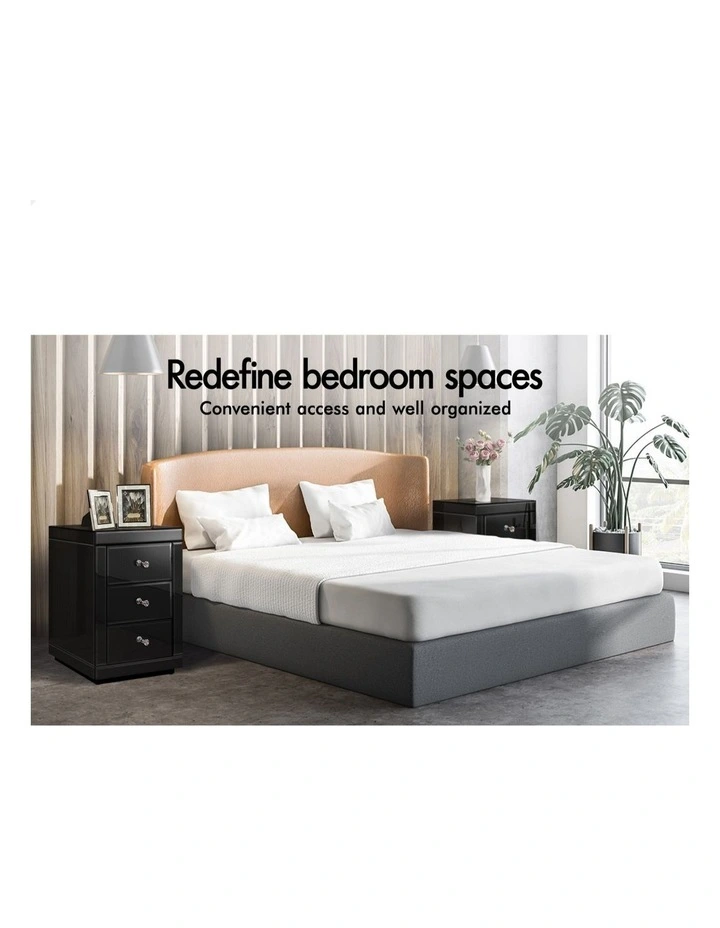 Mirrored Bedside Table in Black image 3