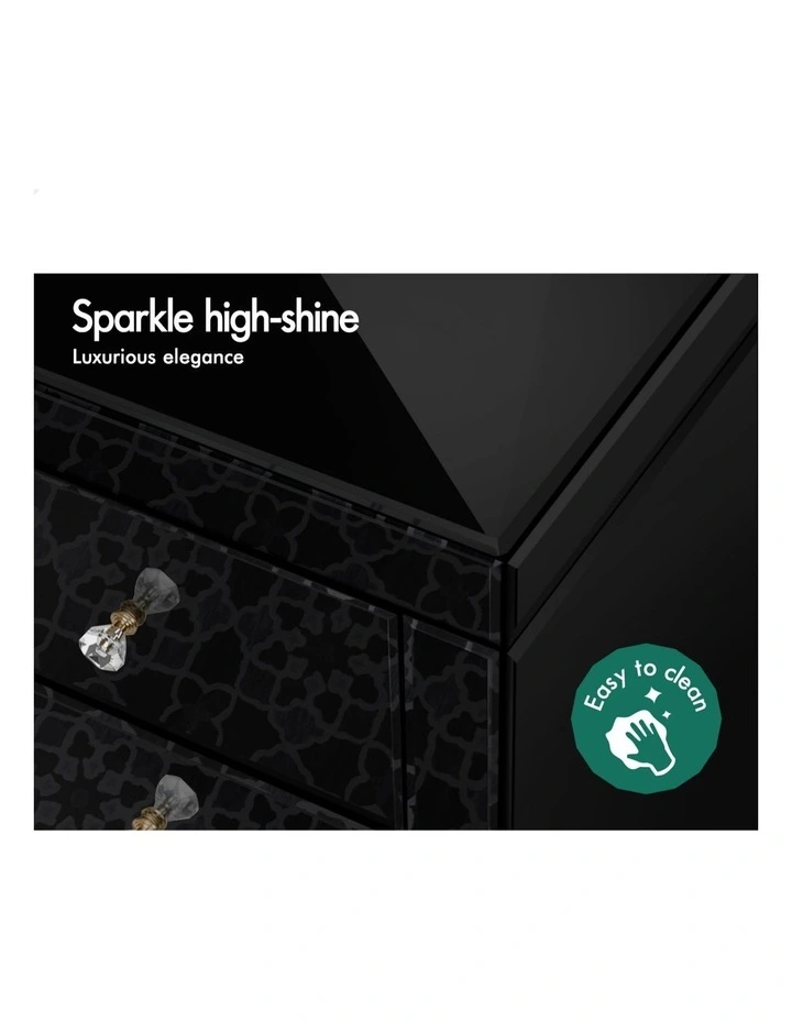 Mirrored Bedside Table in Black image 6