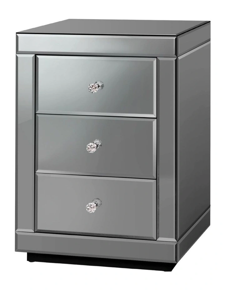 Mirrored Bedside Table in Grey image 1
