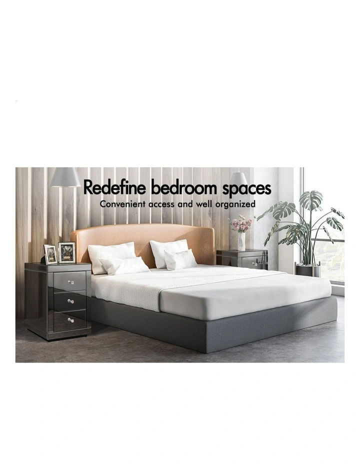 Mirrored Bedside Table in Grey image 3